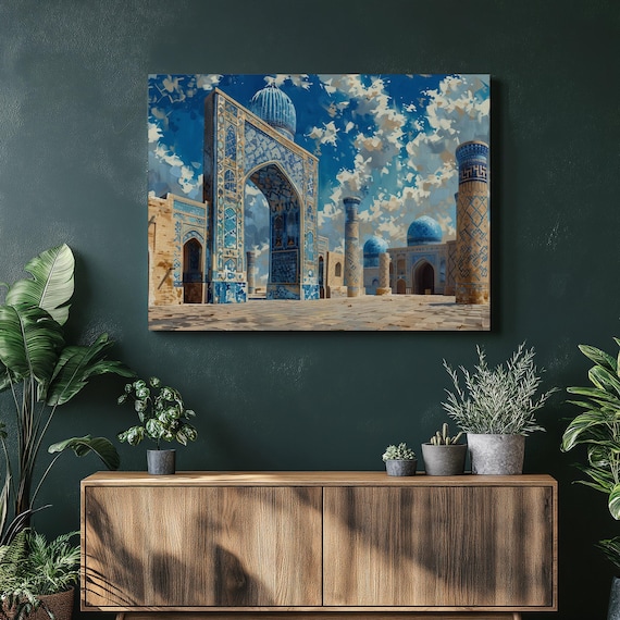Ornate Blue Tiled Islamic Architecture Mosaic Palace Art Print