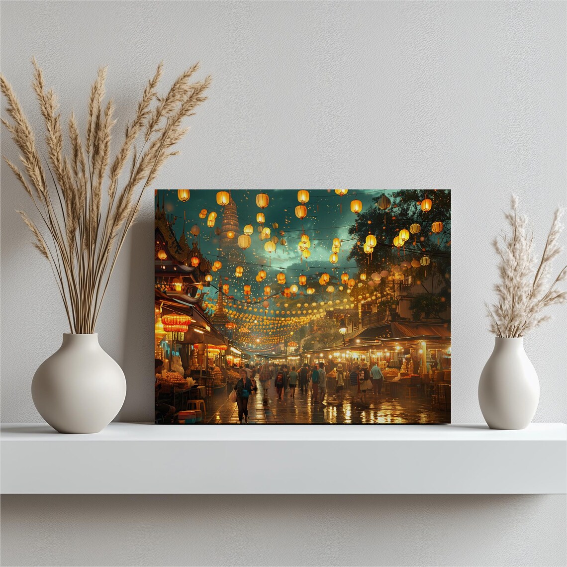 Thai Market, Bustling Street Scene Poster