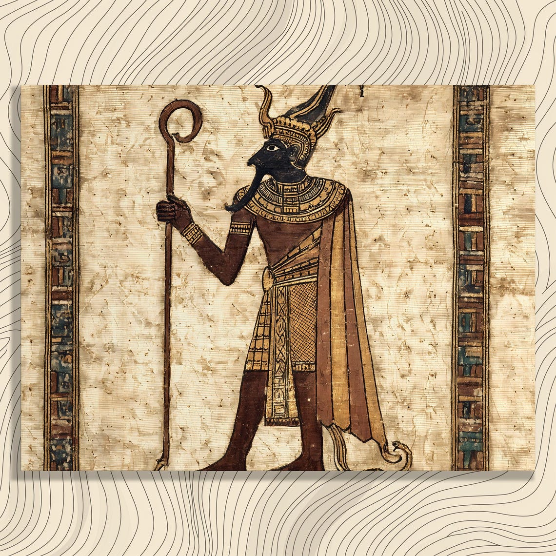 Ancient Egyptian Anubis Papyrus Style Mythology God Figure Poster