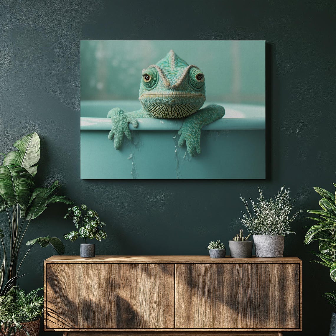 Chameleon Wall Art Tropical Colorful Print Animal Bathroom Decor Unique Funny Bath Ideas