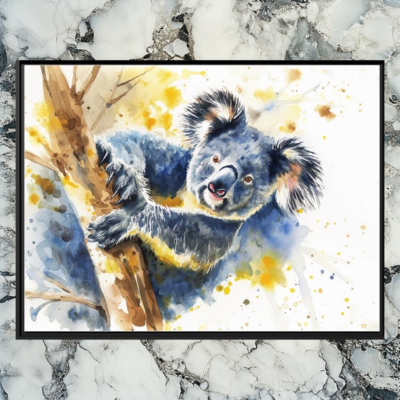 Koala Canvas Wall Art Cute Print Adorable Animal Decor Modern Nature Wildlife Kids Room Baby Nursery Display
