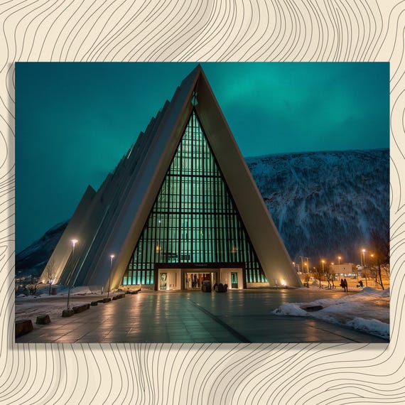 Modern Architectural Canvas Wall Art Triangular Futurism Mountain Landscape Print Gift For Designers Vibrant Sky Urban Silhouette Decor