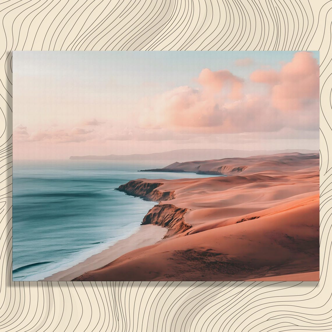 Desert Coastline Panoramic Dunes Ocean Sunset Nature Wall Art