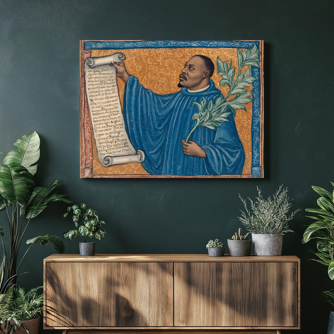 Medieval Illuminated Saint Manuscript Gold Leaf Sacred Art Poster