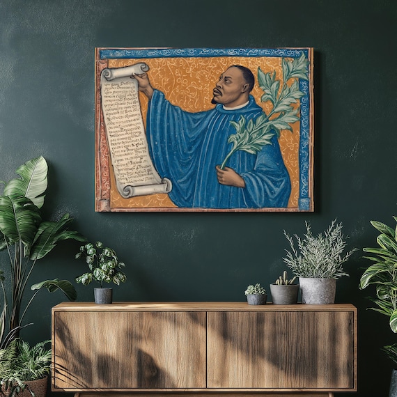 Medieval Illuminated Saint Manuscript Gold Leaf Sacred Art Poster