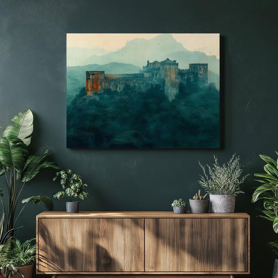 Haiti Mountain Fortress Canvas Wall Art Misty Castle Landscape Panoramic Print Historic Citadel Rainforest Fog Dramatic Ruins Highland