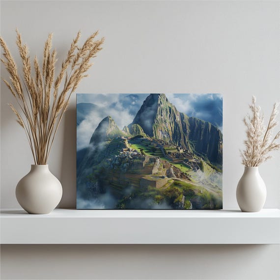 Machu Picchu Canvas Wall Art Peru Landscape Print Ancient Inca Design Andean Mountains Home Decor Travel Gift Adventure