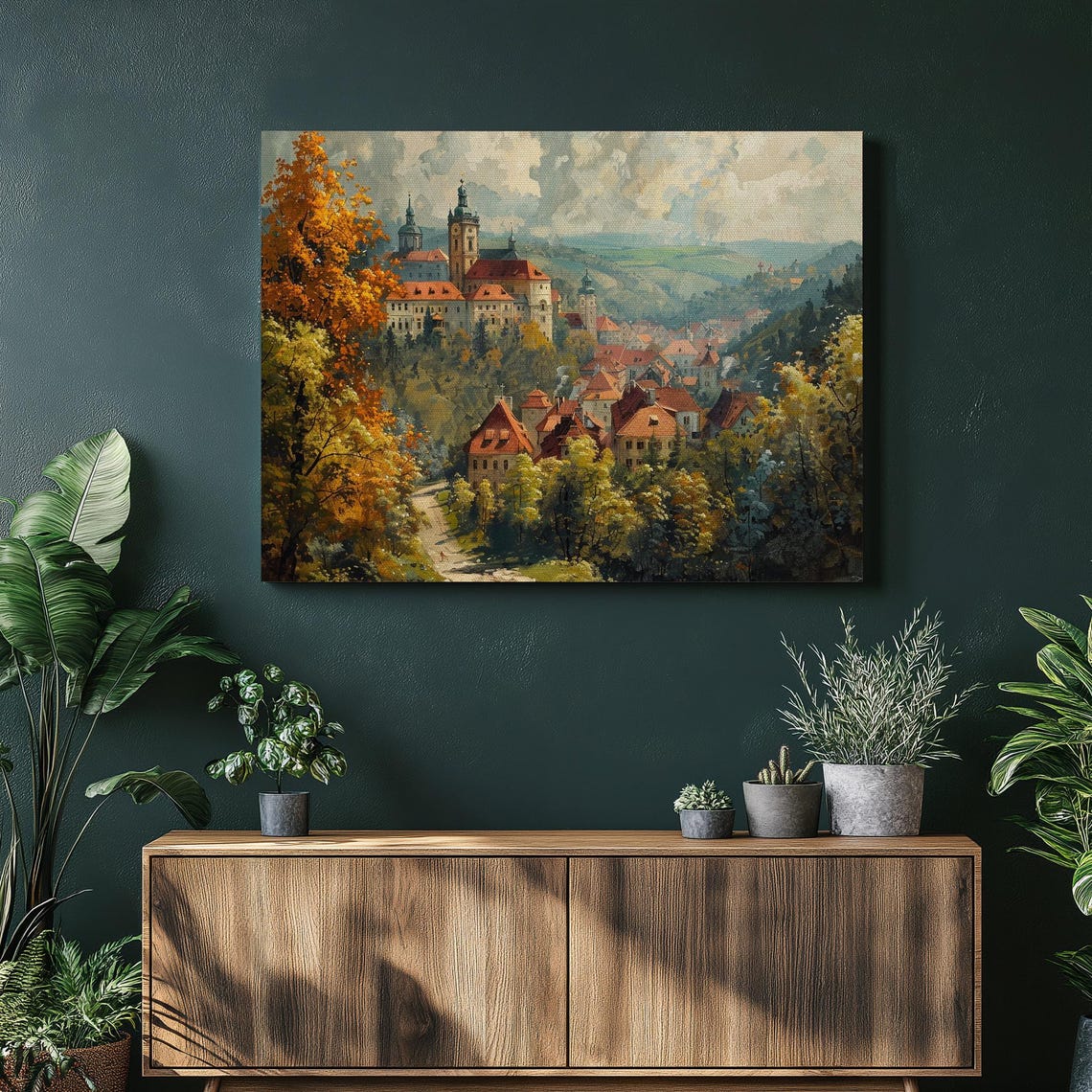 Prague Historic European Old Town Autumn Castle Red Roofs Print