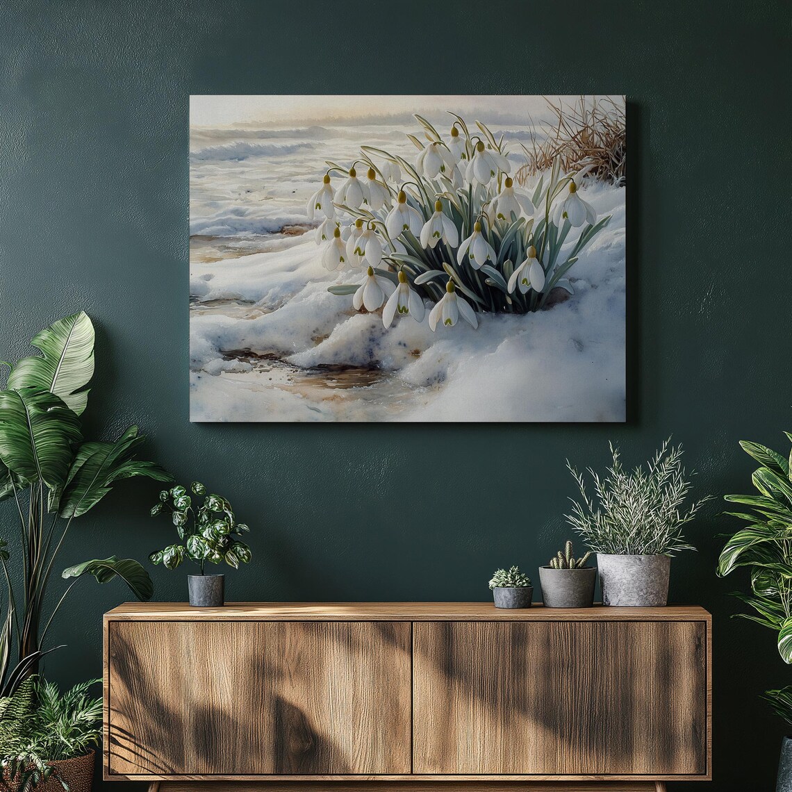 Snowdrop Hope Watercolor Art Print, Winter Floral