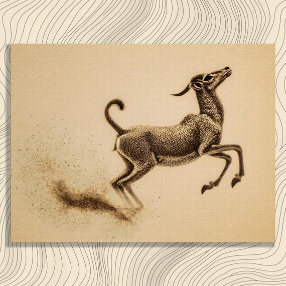 Majestic Antelope Canvas Wall Art Wildlife Safari Decor Nature Silhouette Dot Print Minimalist Animal Decoration Gift