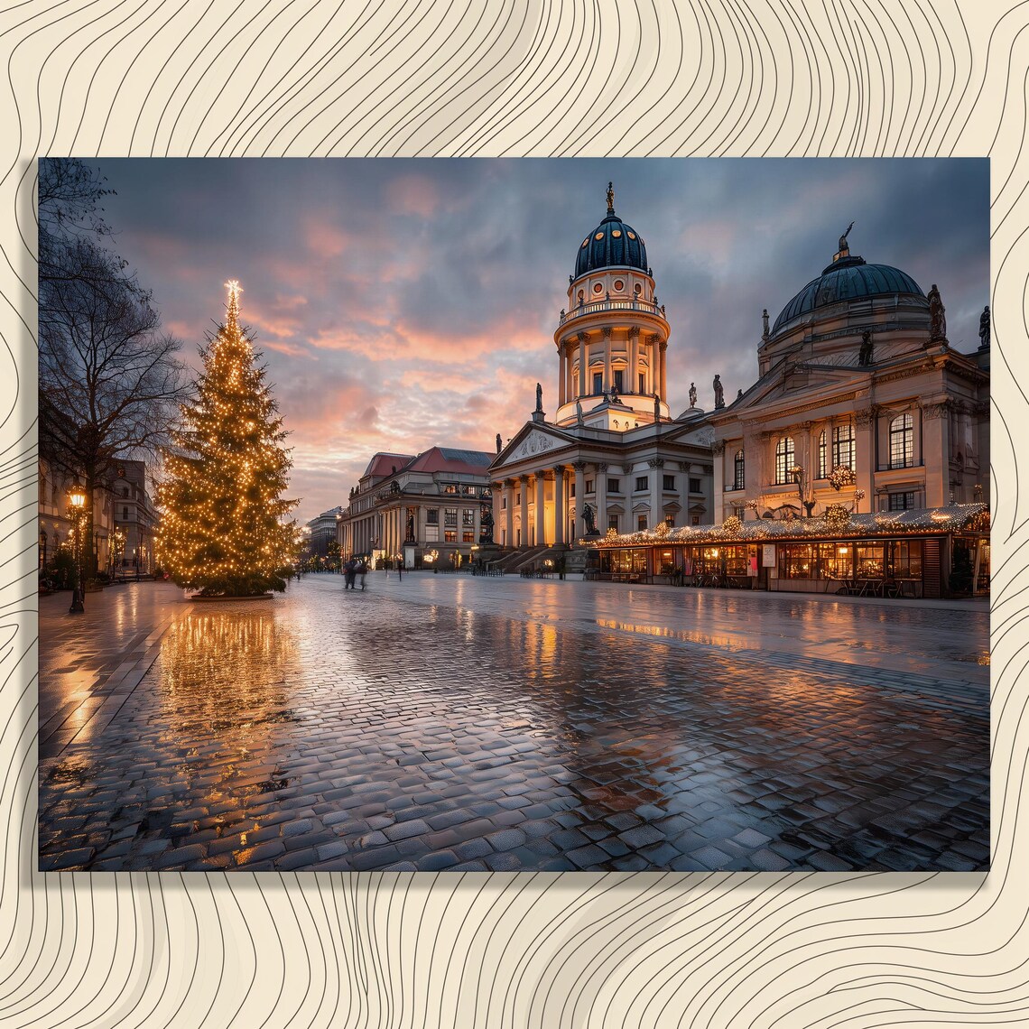 European Cathedral Square At Christmas Market During Dusk Poster