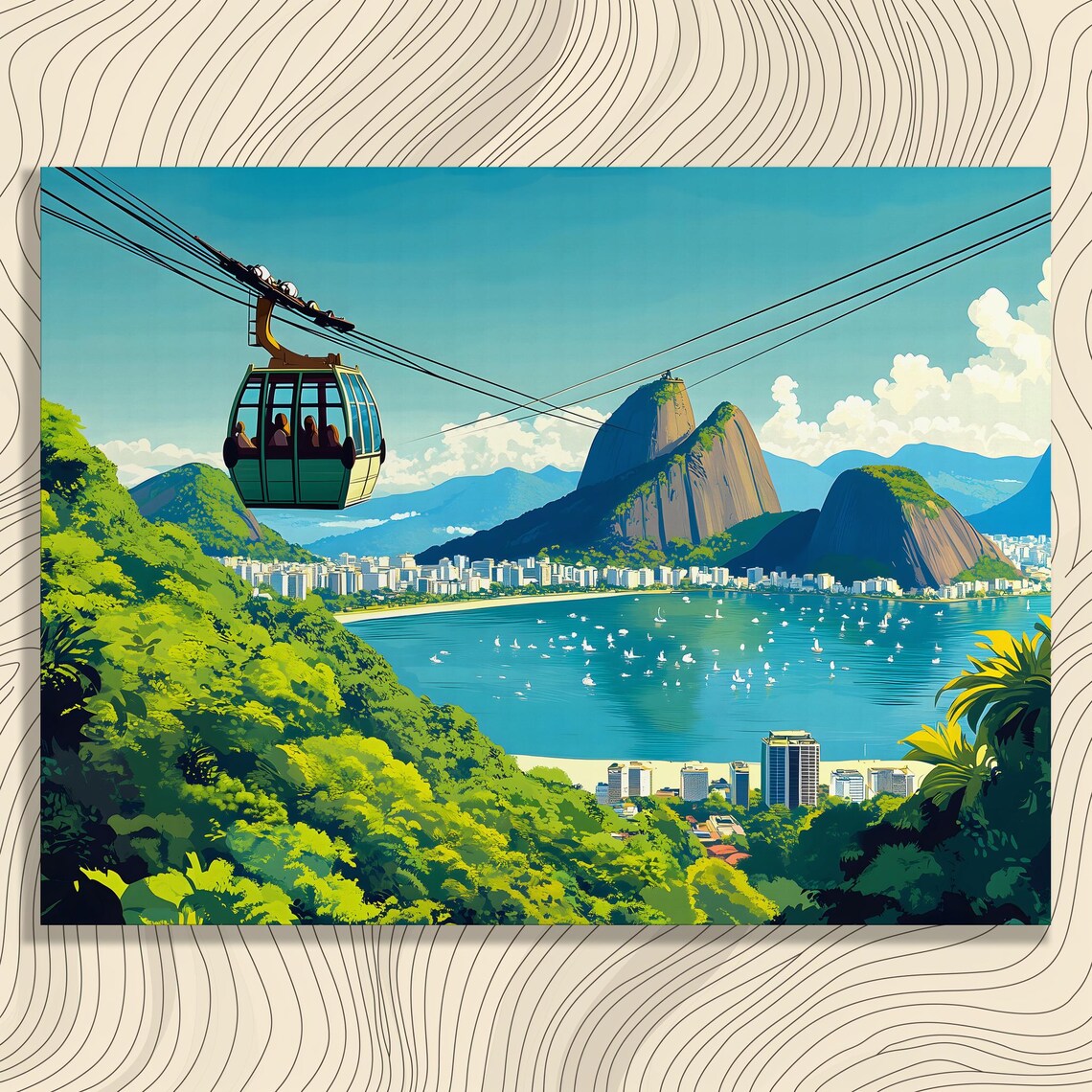 Rio Cable Car Sugarloaf Mountain Bay City Coastal Travel Poster