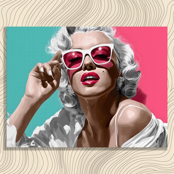 Marilyn Monroe Retro Glam Pop Culture Portrait Sunglasses Wall Art