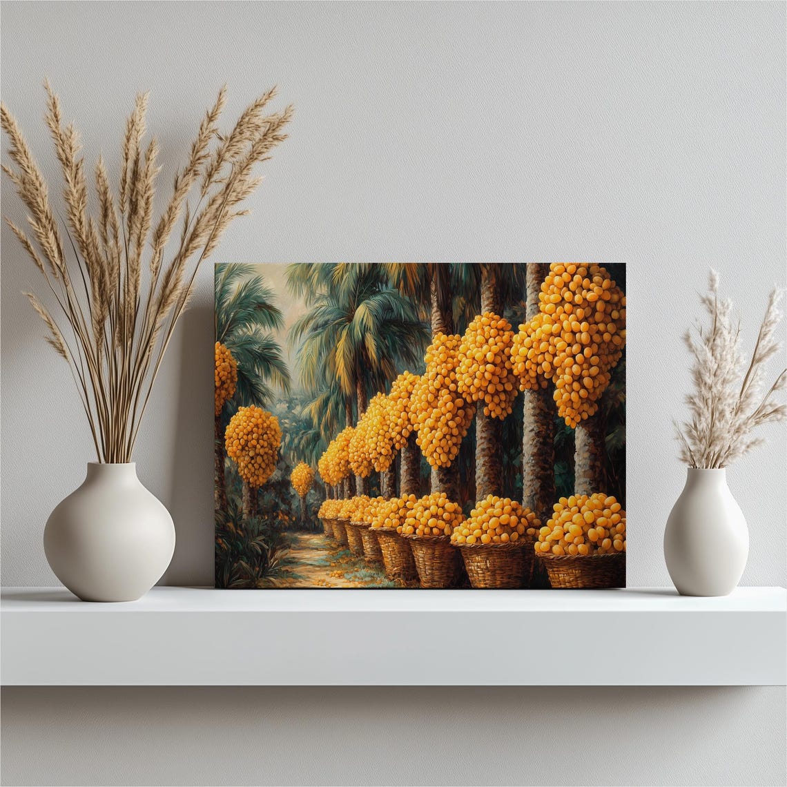 Date Palm Harvest Golden Dates Orchard Tropical Canvas Wall Art