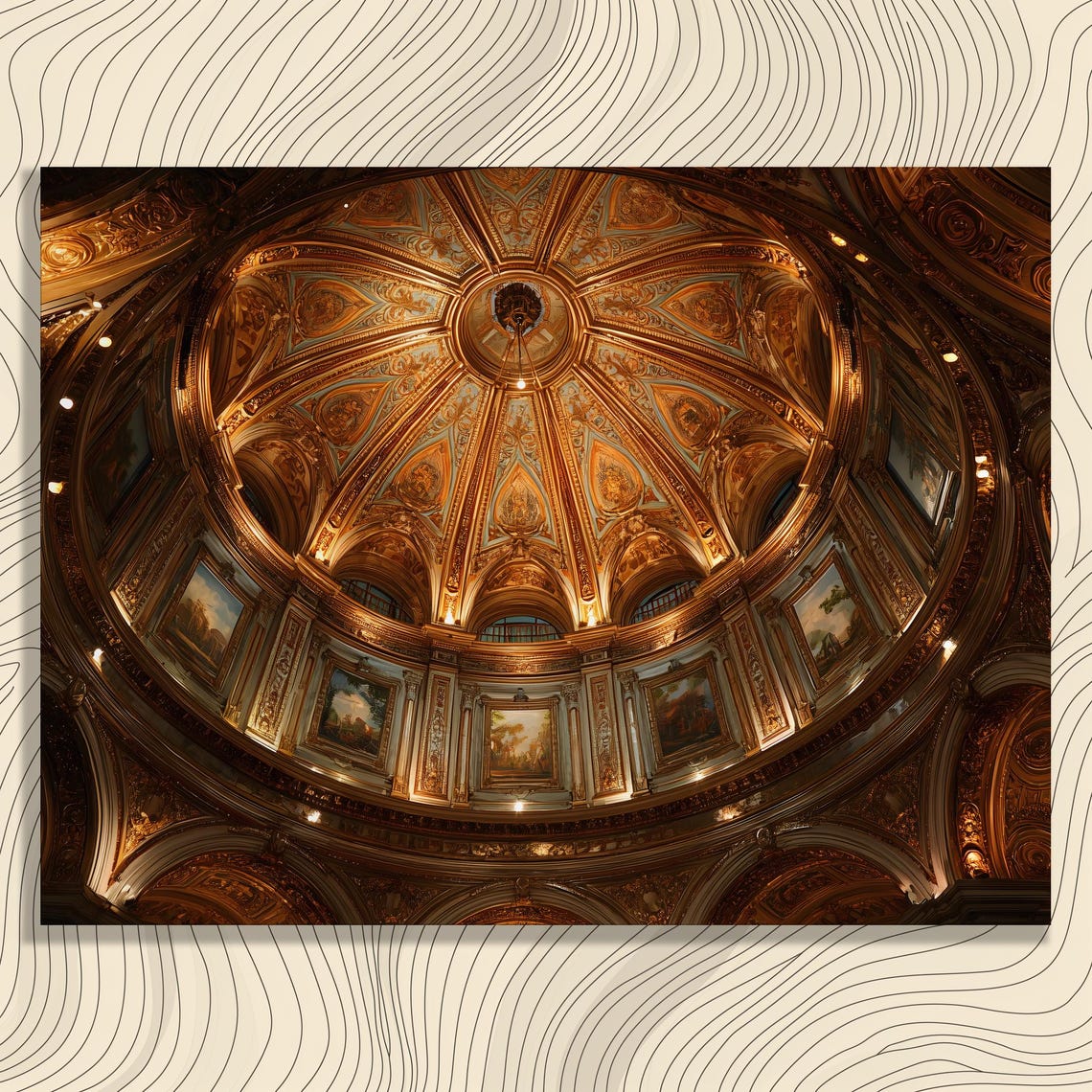 Baroque Cathedral Ceiling Gold Dome Canvas Print Ornate Church Interior