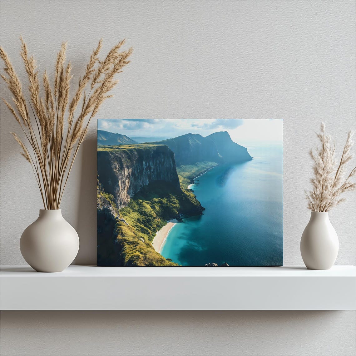 Tropical Cliff Cove Turquoise Ocean Hidden Beach Landscape Poster