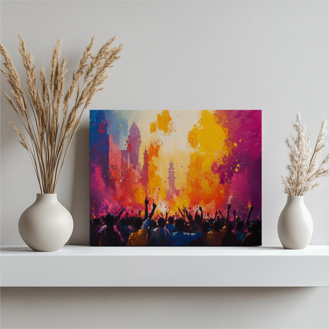 India Holi Festival Colorful Canvas Print Celebration Powder Party Art