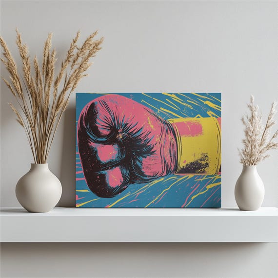 Vibrant Boxing Glove Canvas Art Abstract Sports Poster For Gym Home Living Room Contemporary Fitness Wall Decor Print