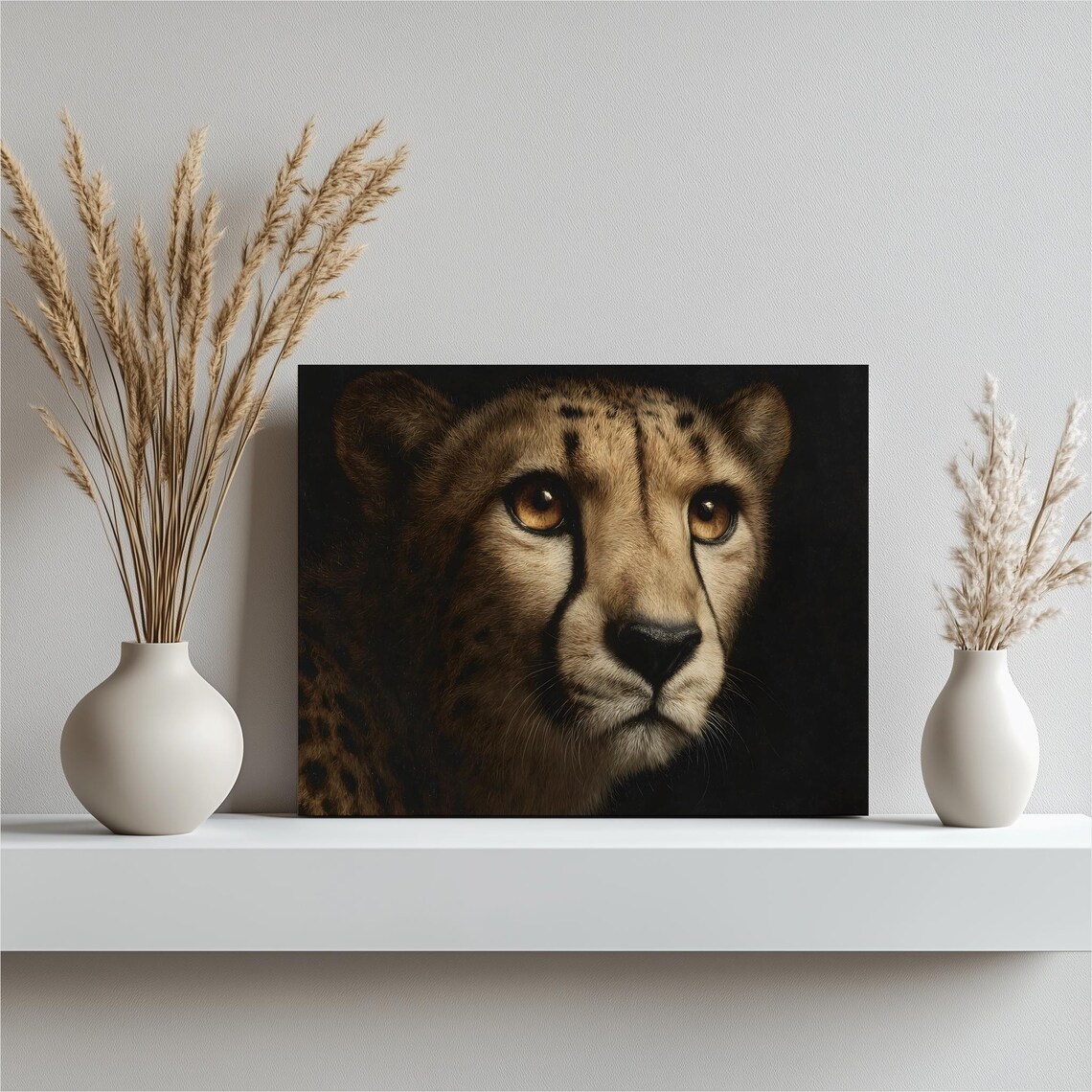 Cheetah Portrait Realistic African Wildlife Contemporary Animal Decor Poster