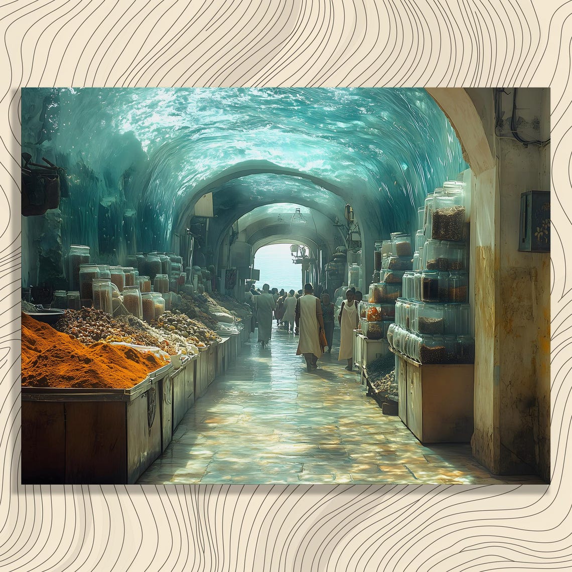 Surreal Underwater Spice Market Vivid Bazaar Dream Fantasy Poster