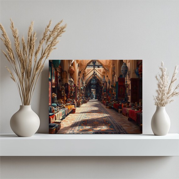 Najran Bazaar Oriental Souk Market Lanterns Rugs Canvas Wall Art