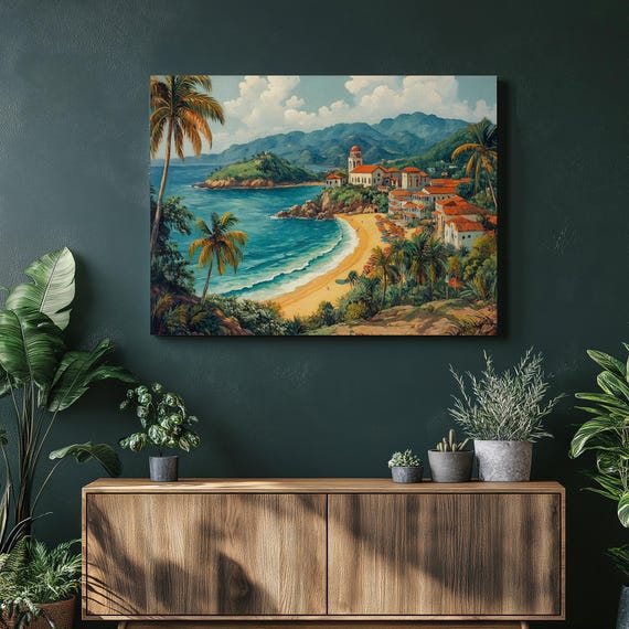 Trinidad And Tobago Canvas Wall Art Maracas Bay Vibrant Beaches Food Stalls Festive Tropical Scenery Decor Gift Inexpensive Hangings
