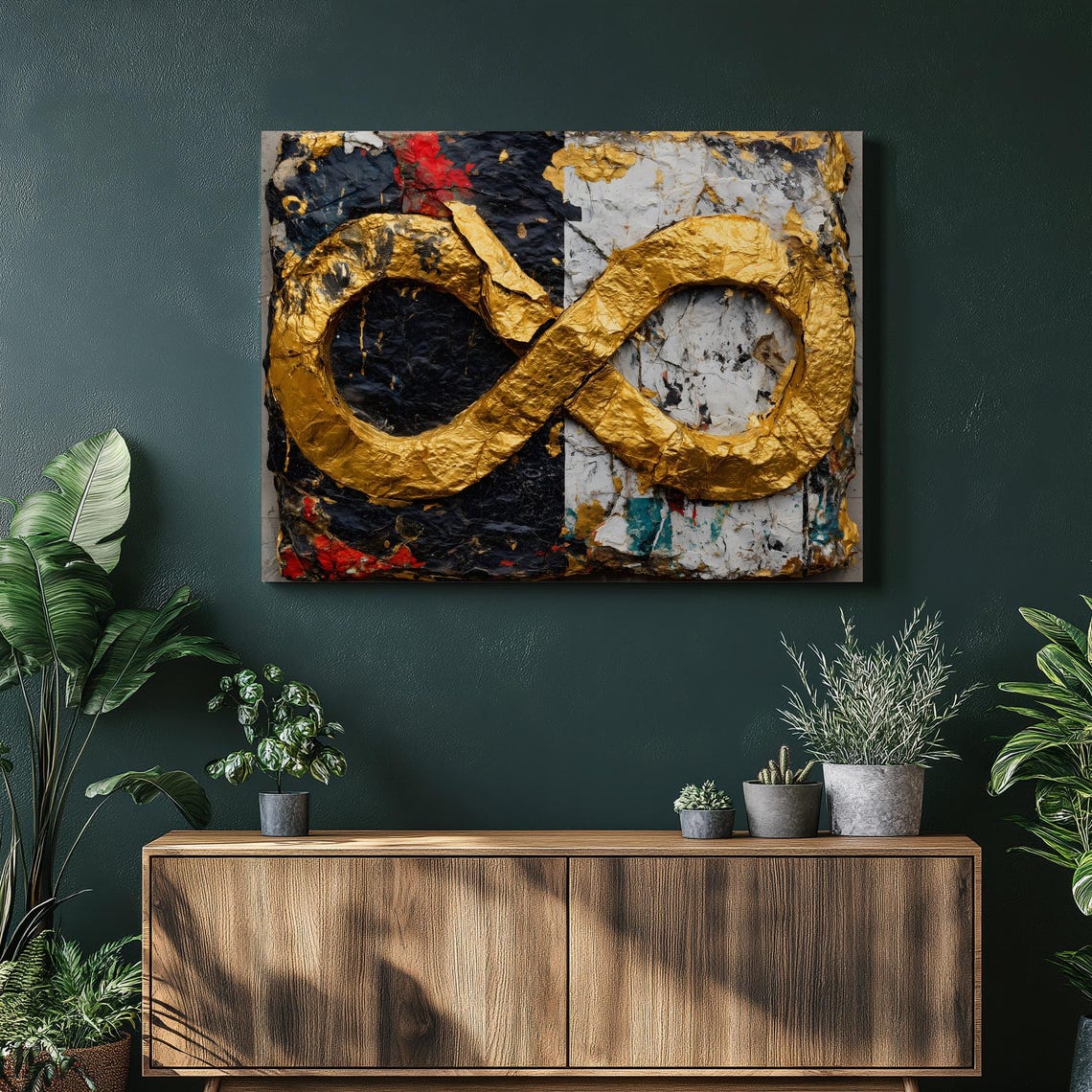 Gold Infinity Symbol Abstract Mixed Media Monochrome Art Poster