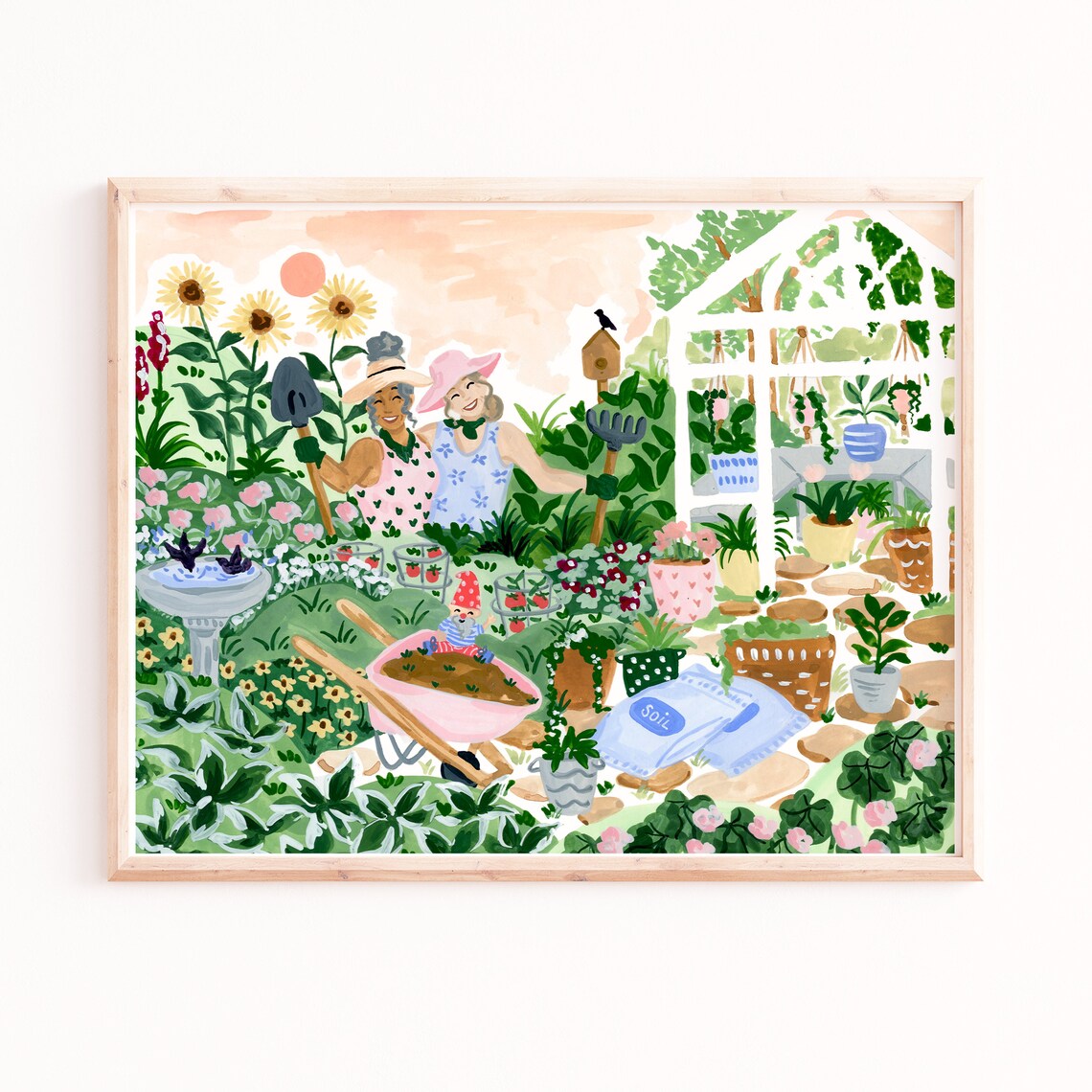Ladies Who Garden Botanical Art Print, Gift For Mom
