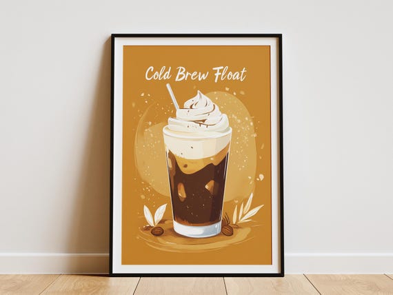 Cold Brew Float Coffee Drink Poster Whipped Cream Coffee Summer Coffee Shop Art Beverage Print Cafe Wall Decor Coffee Poster Modern Coffee