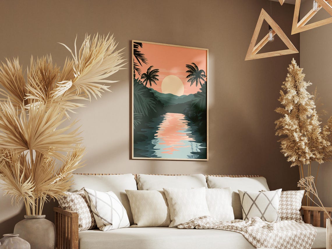 Palawan Philippines Sunset River Between Dark Palm Trees Poster - Image 3