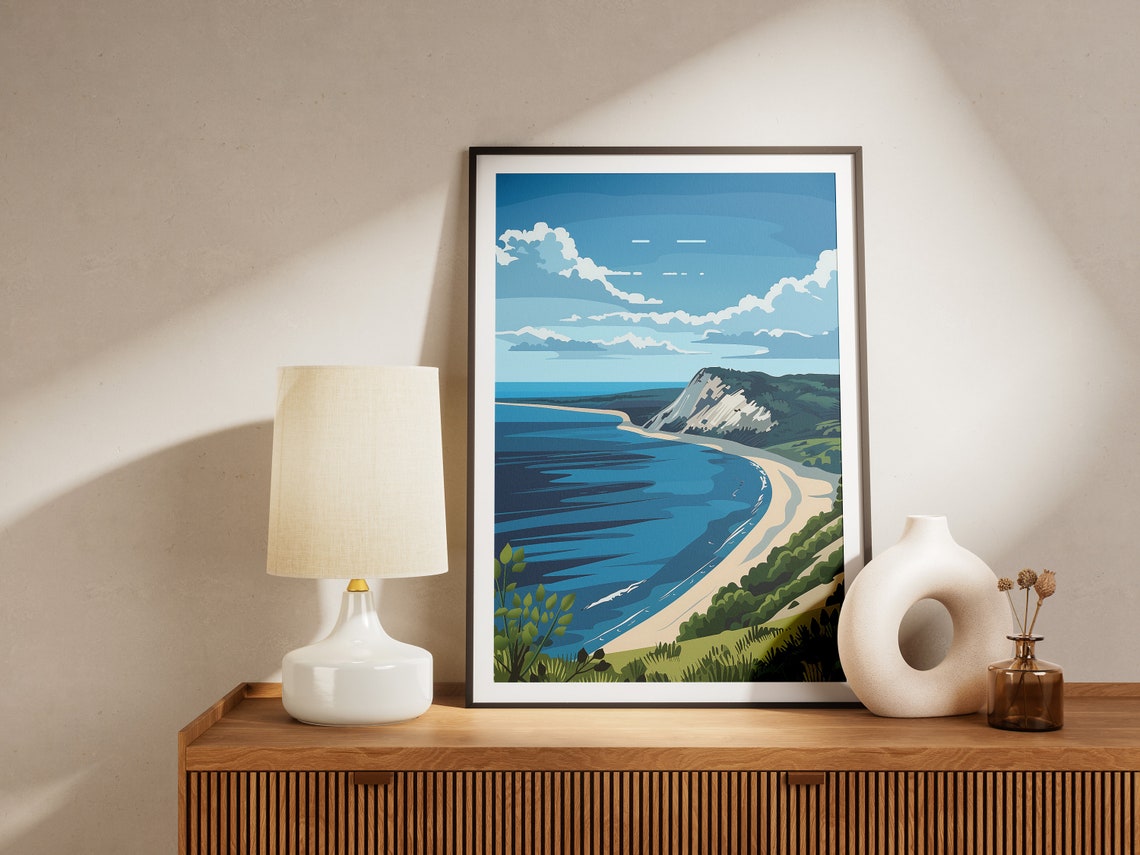 Michigan Sleeping Bear Dunes Blue Lake Bluff Coast Beach Poster - Image 2