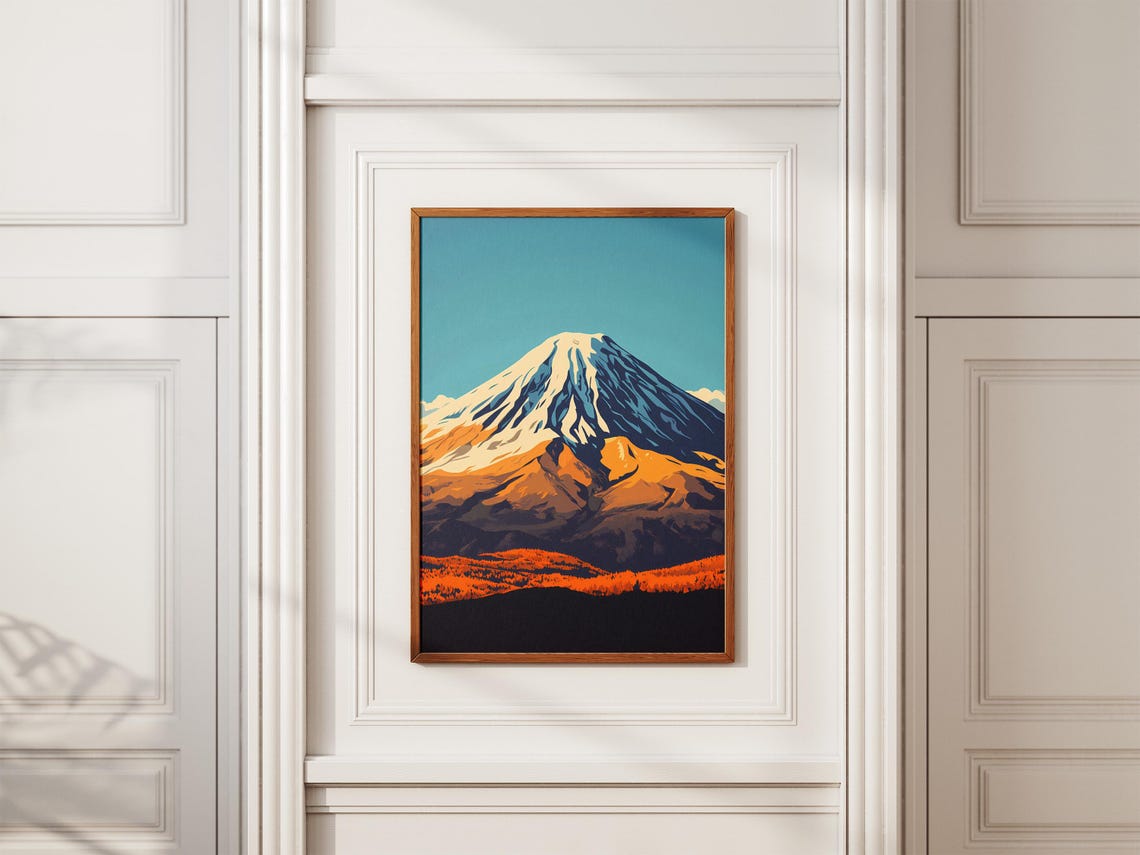 Mount Ararat Snow Capped Peak Autumn Orange Slopes Travel Poster - Image 2