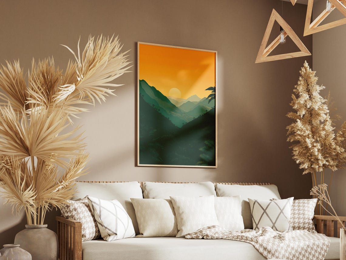 Western Ghats Sunset Layered Green Ridges India Travel Poster - Image 3
