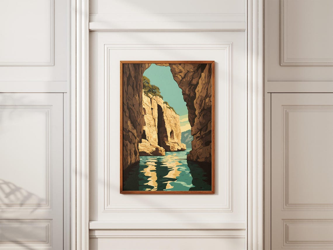 Lebanon Jeita Grotto Illustration Poster Vintage Travel Poster Cave Art Print Lebanese Landmark Flat Illustration Nature Art Vacation Home - Image 2