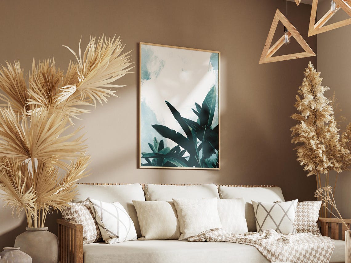Tropical Banana Leaves Dark Green Minimalist Botanical Art Poster - Image 3