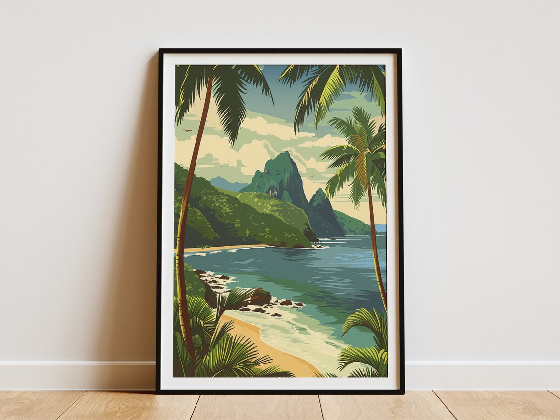 Samoa National Park Vintage Tropical Beach Island Travel Poster