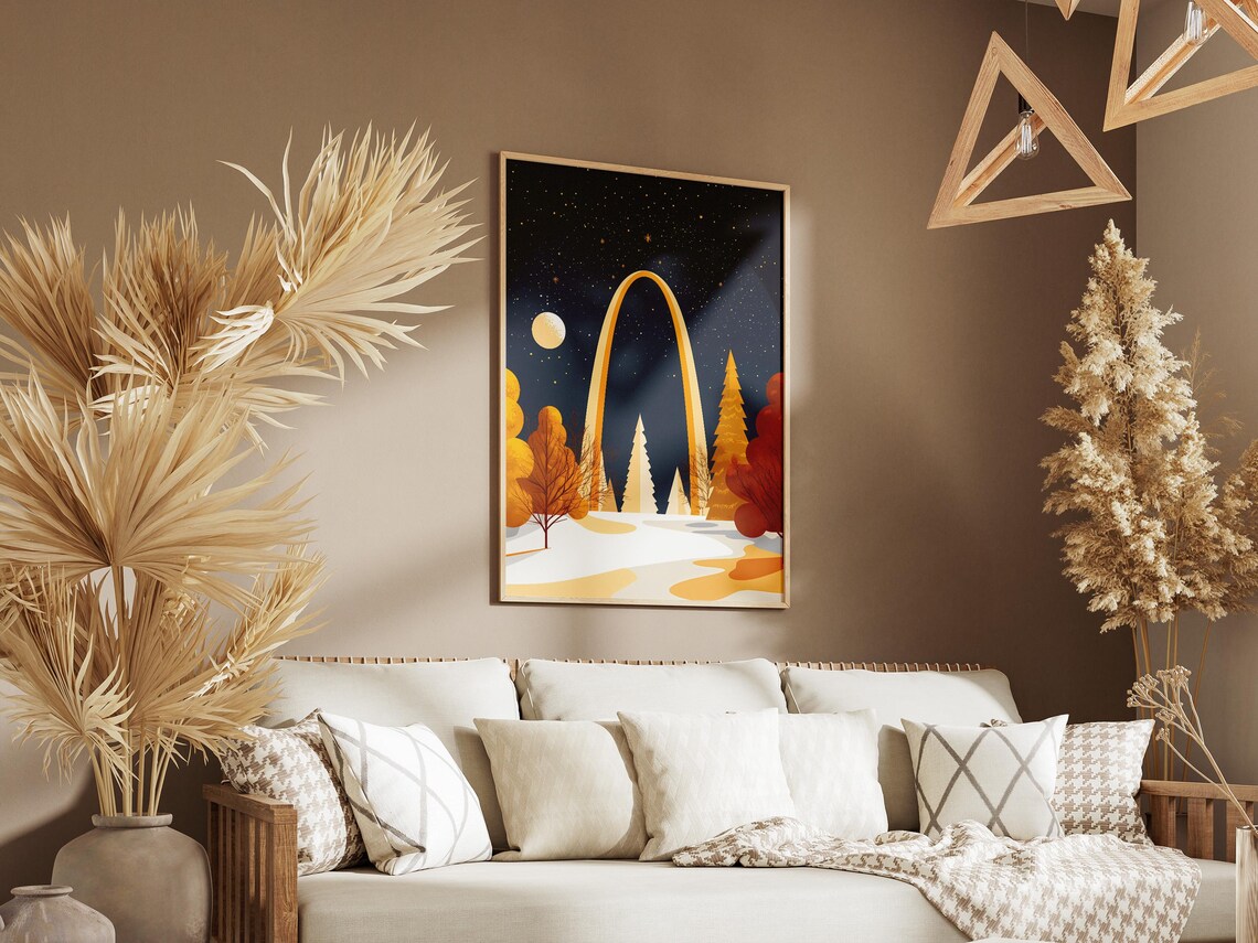 Gateway Arch St Louis Golden Night Snowy Winter Scene Poster - Image 3
