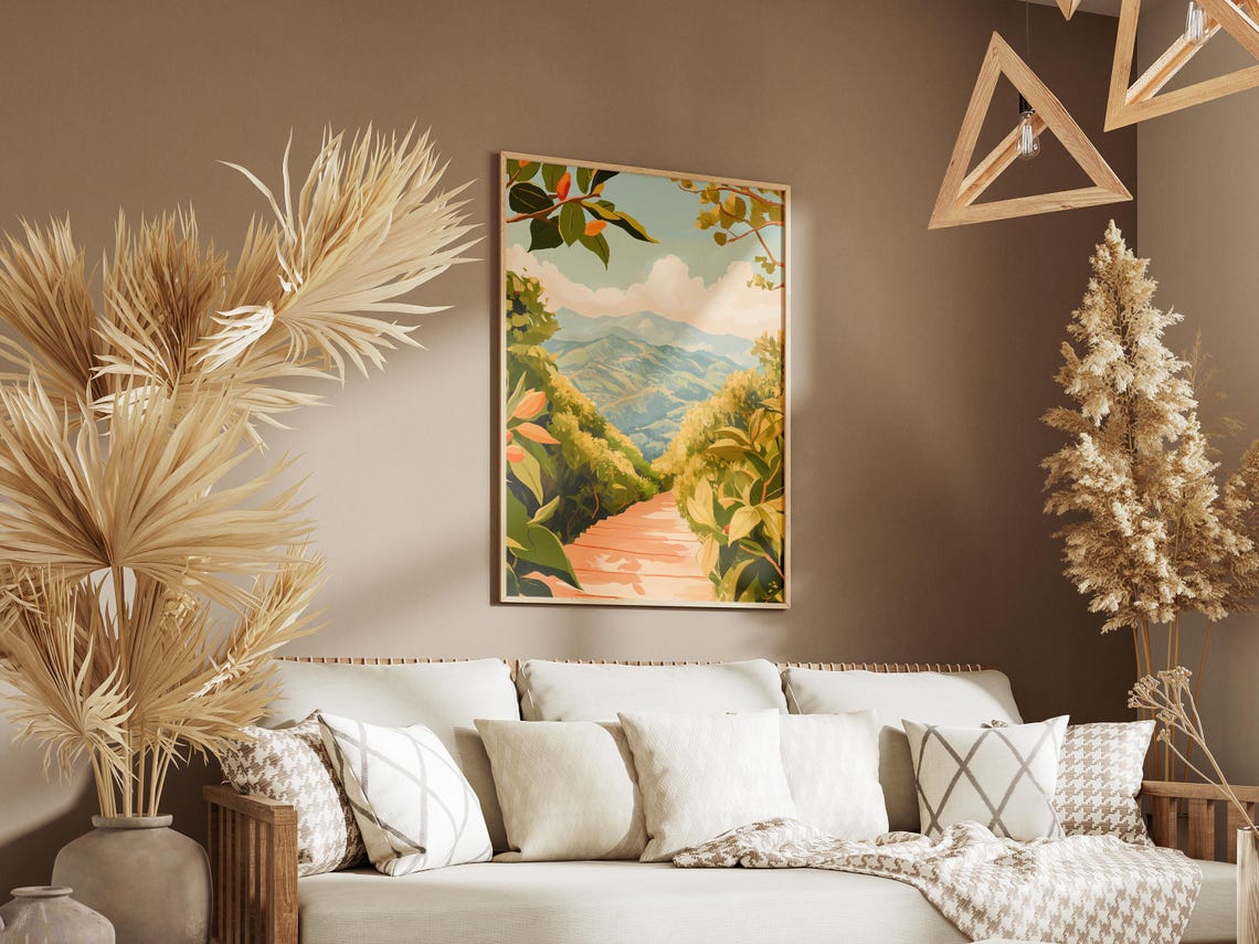 Winding Tea Plantation Path Through Green Rolling Hills Poster - Image 3