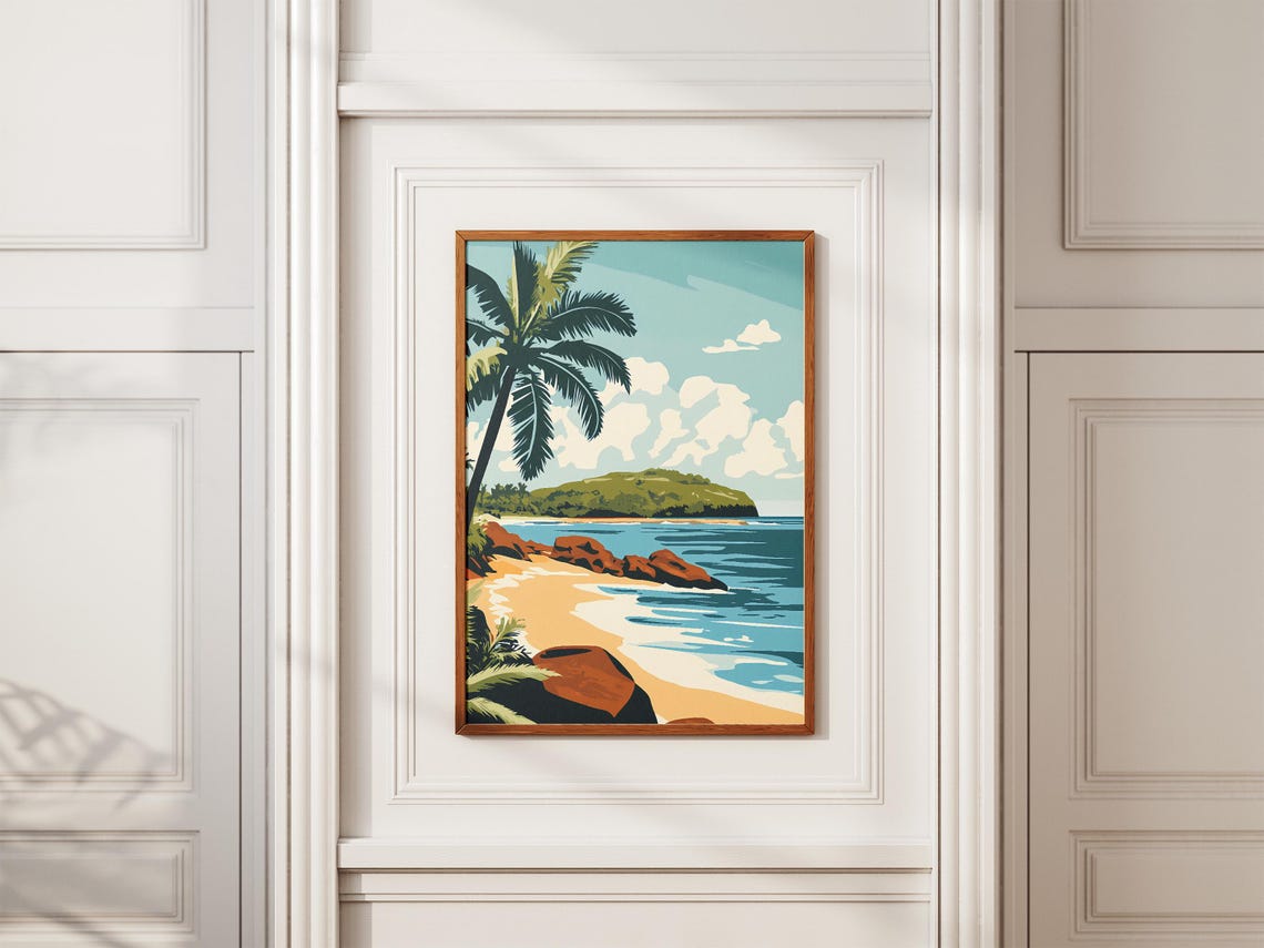 Vavau Tonga Island Beach Palm Tree Red Volcanic Rocks Cove Poster - Image 2