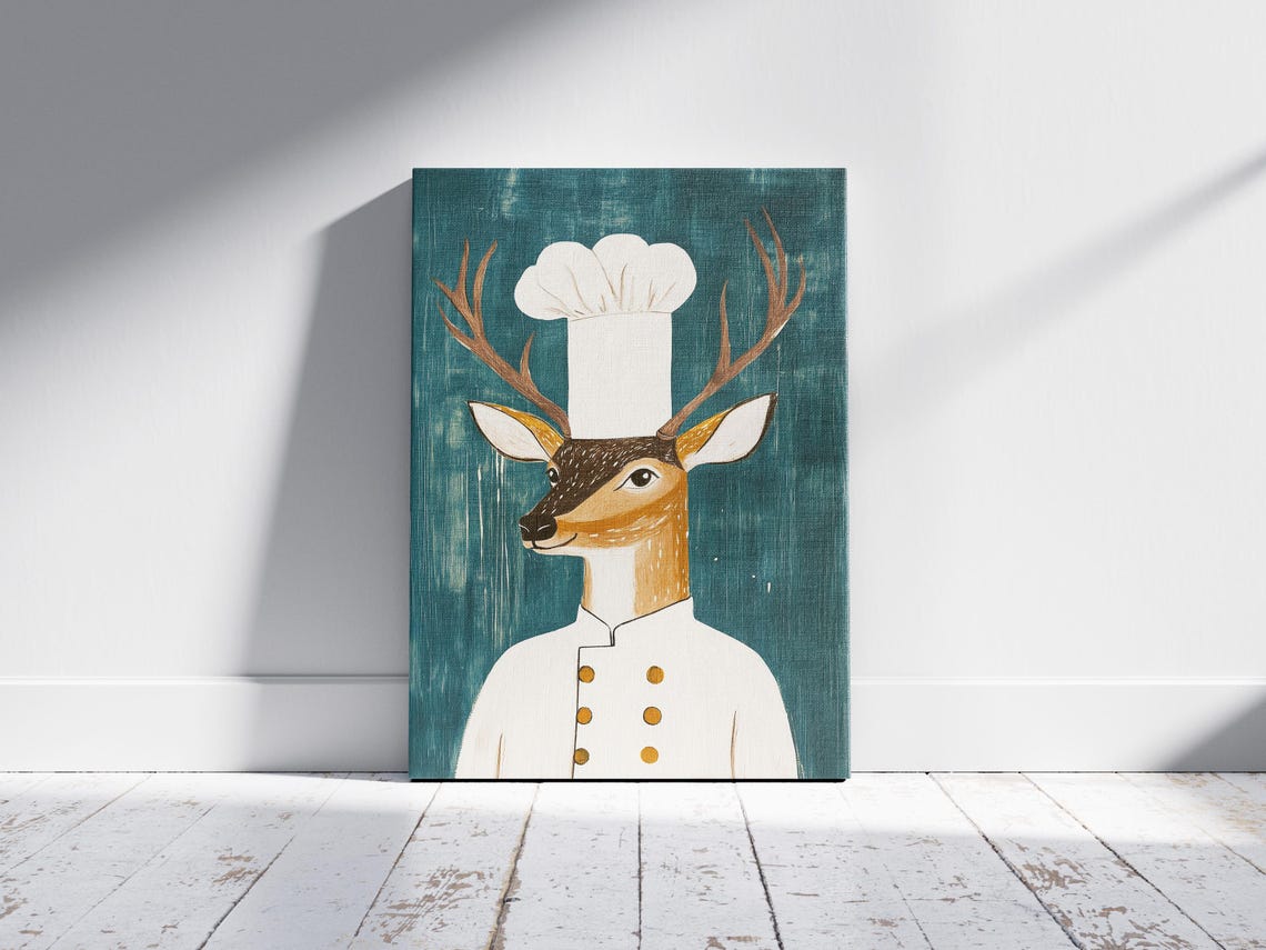 Deer Chef Whimsical Kitchen Decor Art Print - Image 2