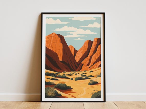 Bungle Range Australia Flat Illustration Poster Print Modern Minimalist Desert Landscape Art Australian Outback Decor Travel