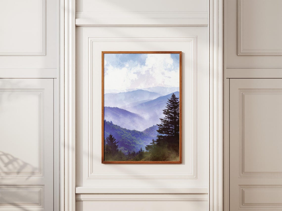 Great Smoky Mountains Misty Blue Ridges Vintage Nature Art Poster - Image 2