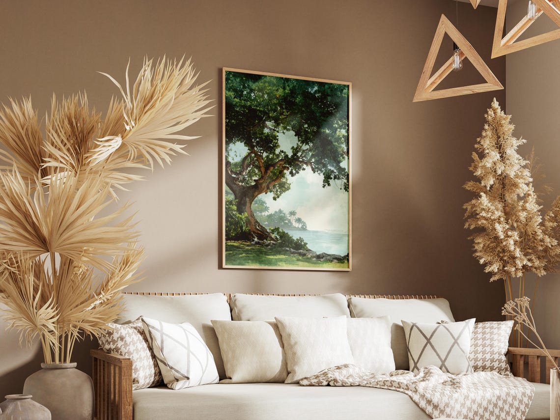 Biscayne Florida Keys Ocean Tree Tropical Coastal Watercolor Poster - Image 3