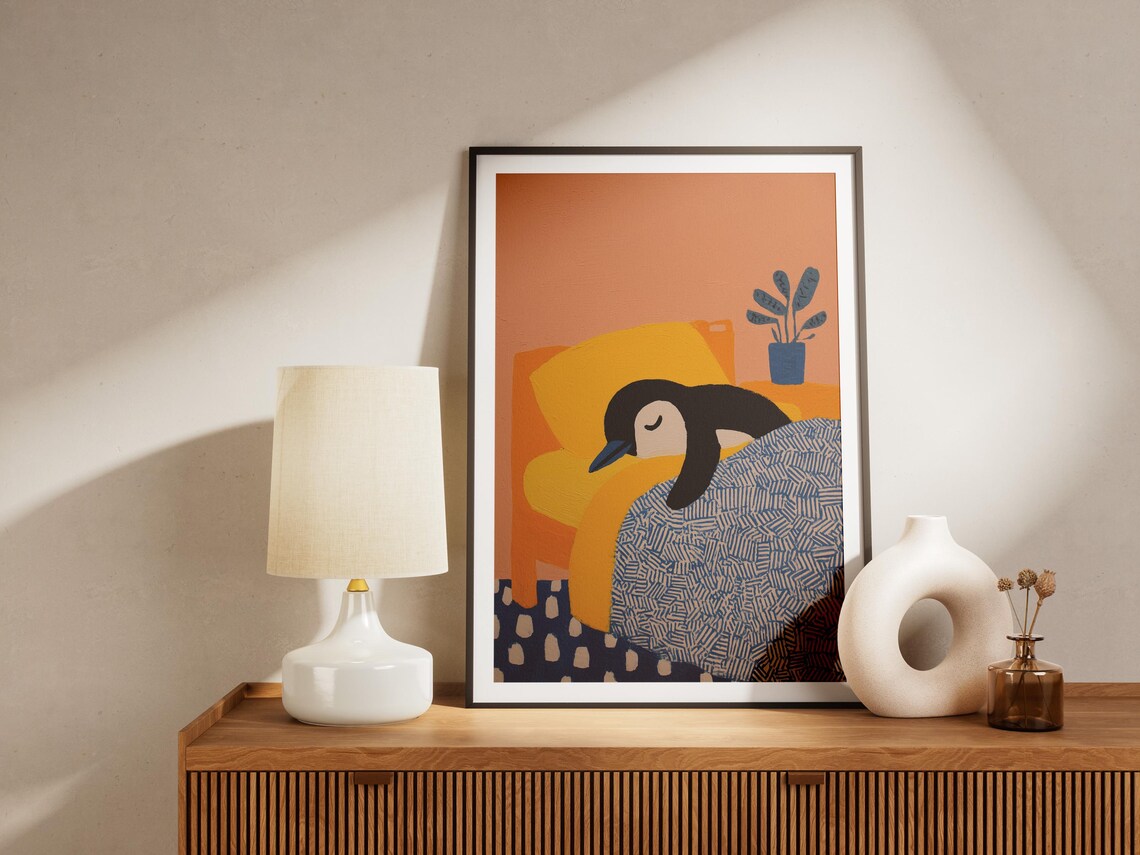 Sleeping Penguin Matisse-Style Art Print - Image 4