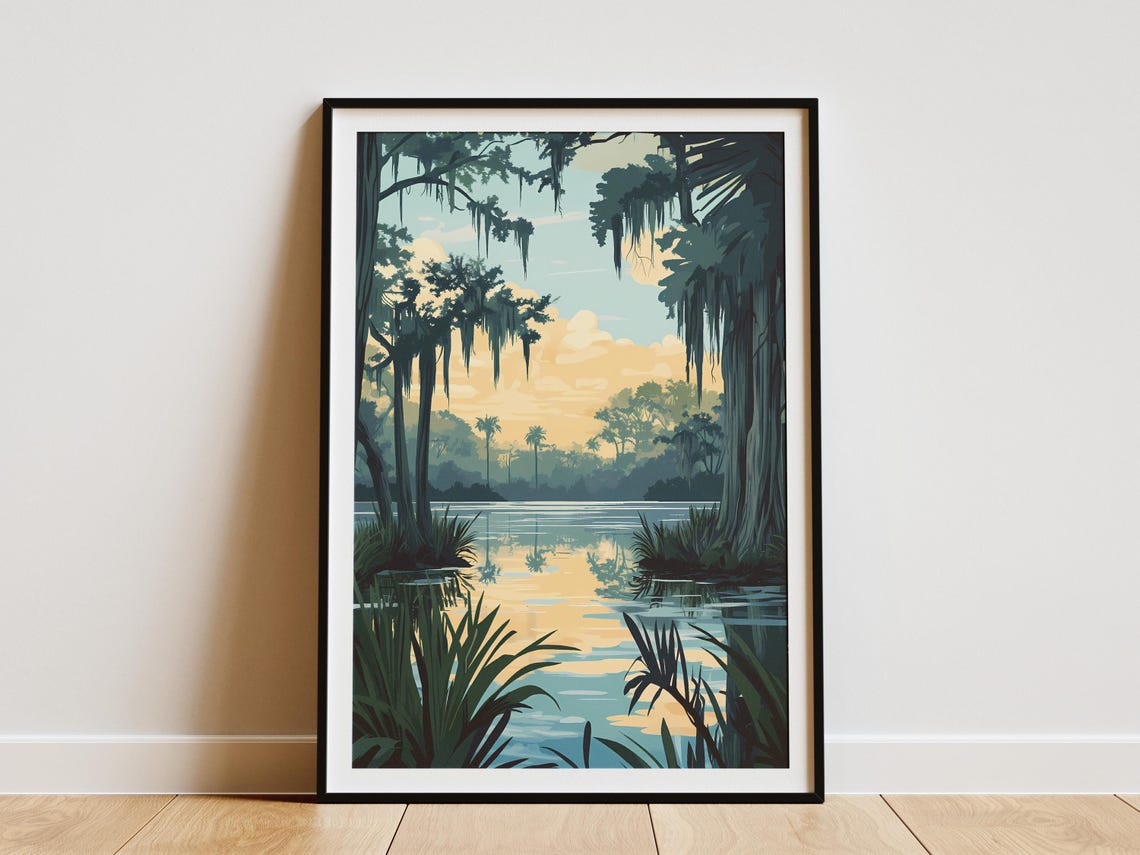 Bayou Bartholomew Louisiana Cypress Swamp Sunset Scene Poster