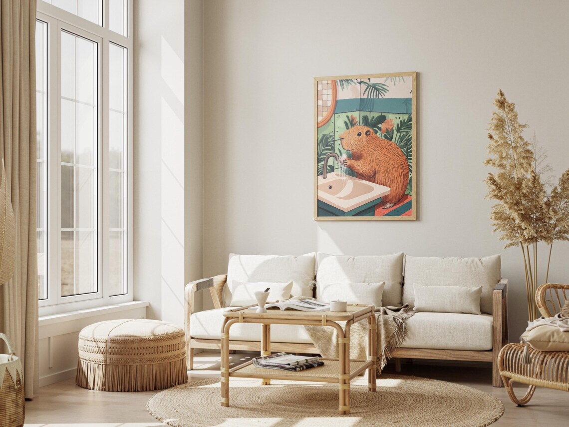Capybara Bathroom Art Print, Funny Animal Decor - Image 3