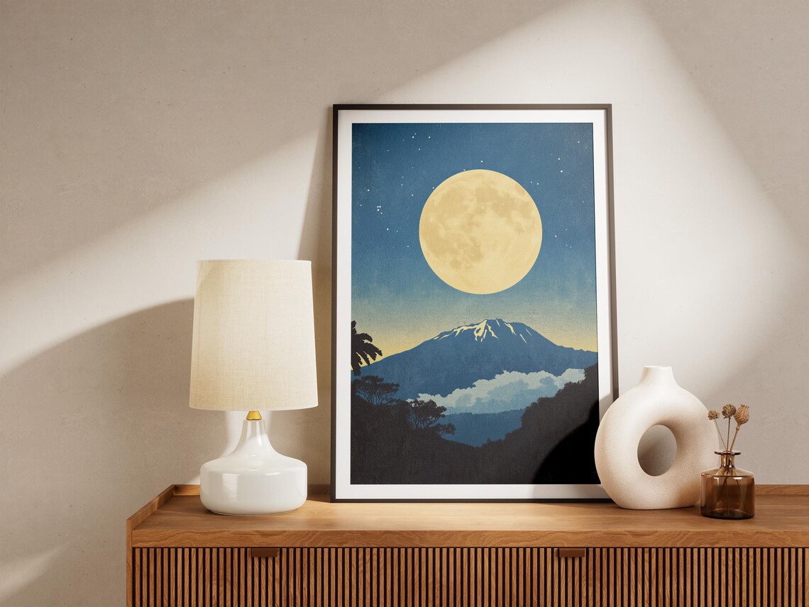 Haleakala National Park Hawaii Moonlit Volcano Vintage Poster - Image 4