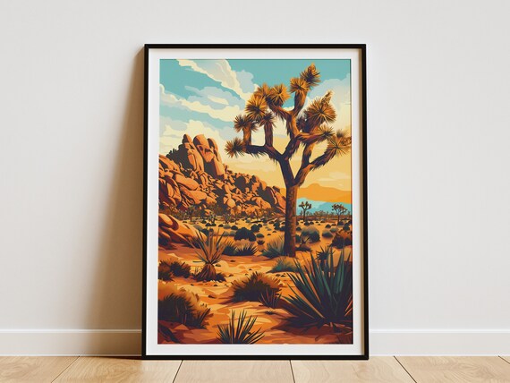 Joshua Tree National Park Desert Rock Sunset Vintage Travel Poster