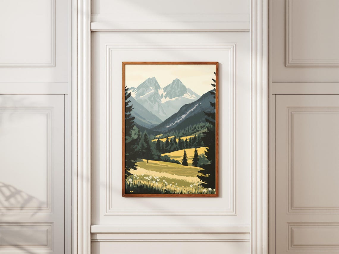 Transylvanian Alps Snowy Peaks Vintage Mountain Travel Poster - Image 2