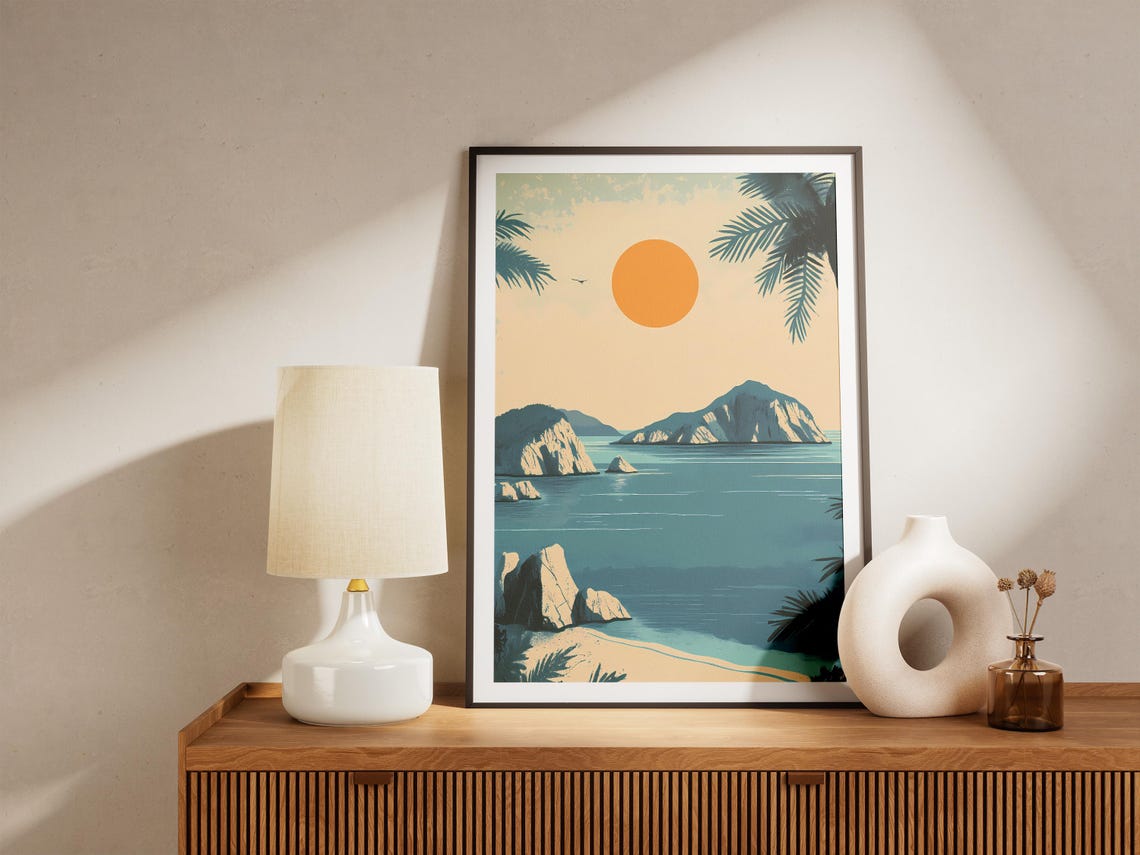 Ogasawara Islands Rocky Islets Orange Sun Deep Blue Sea Poster - Image 5